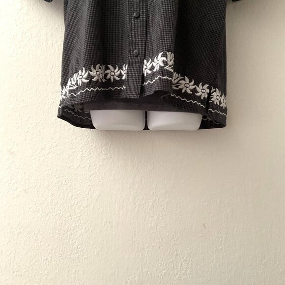 NEW ALLISON DALEY BLACK WHITE CHECKED BUTTON UP SHIRT PLUS - Picture 8 of 11